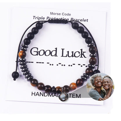 Heartfelt Morse Code Photo Bracelet Gift