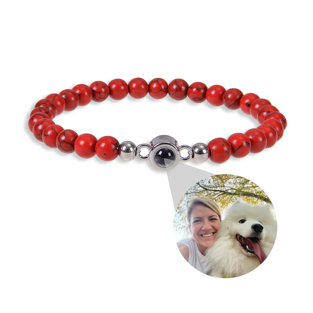 Energy Natural Stone Bracelet with Custom Photo