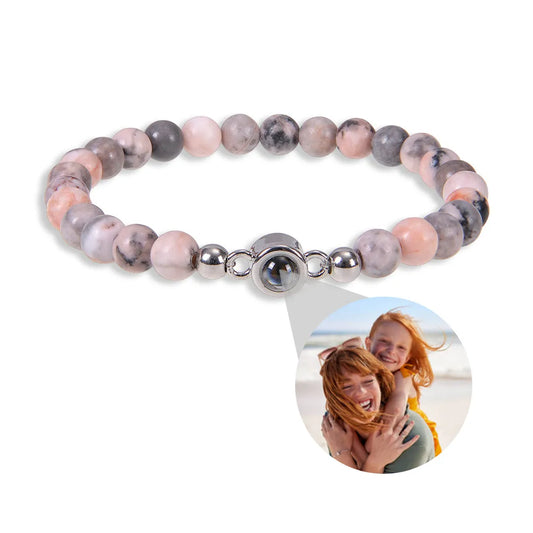Energy Natural Stone Bracelet with Custom Photo