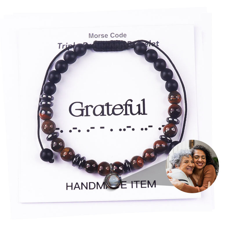 Heartfelt Morse Code Photo Bracelet Gift