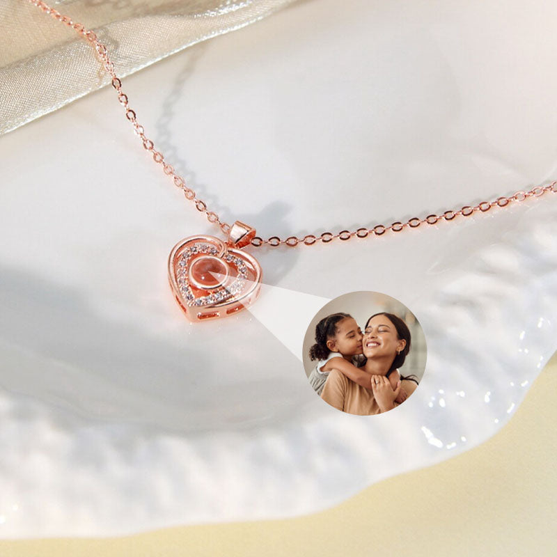 Custom Double Heart Necklace With Photo Inside