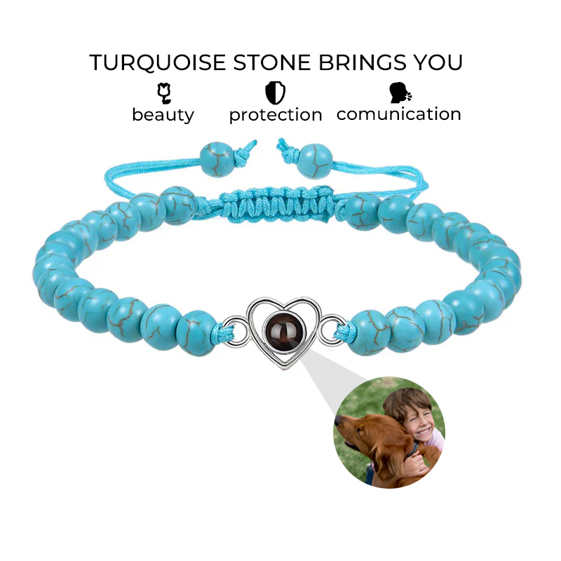 Custom Beaded Photo Bracelet With Natural Stones