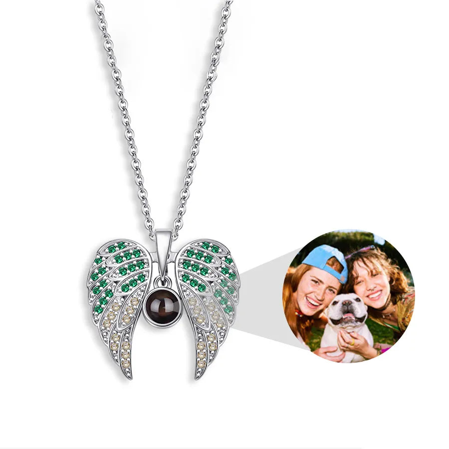 Angel Wings Necklace with Hidden Photo for Memorials