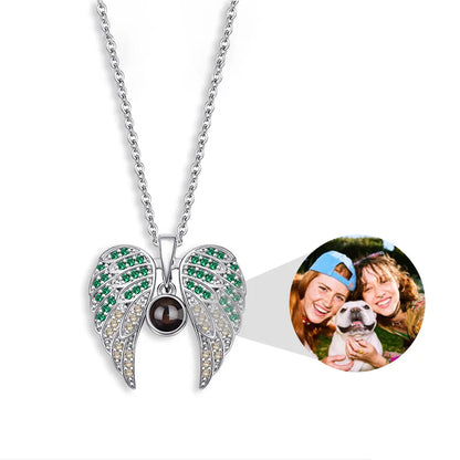 Angel Wings Necklace with Hidden Photo for Memorials
