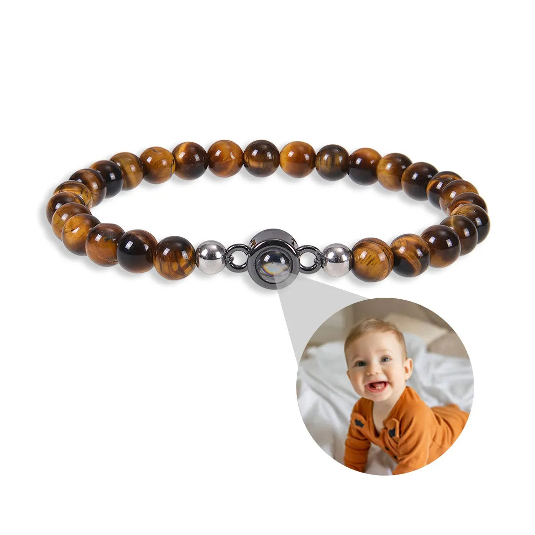 Energy Natural Stone Bracelet with Custom Photo