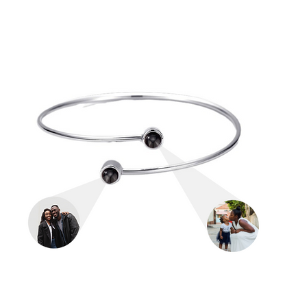 Personalized  Double Photo Projection Bangle Bracelet