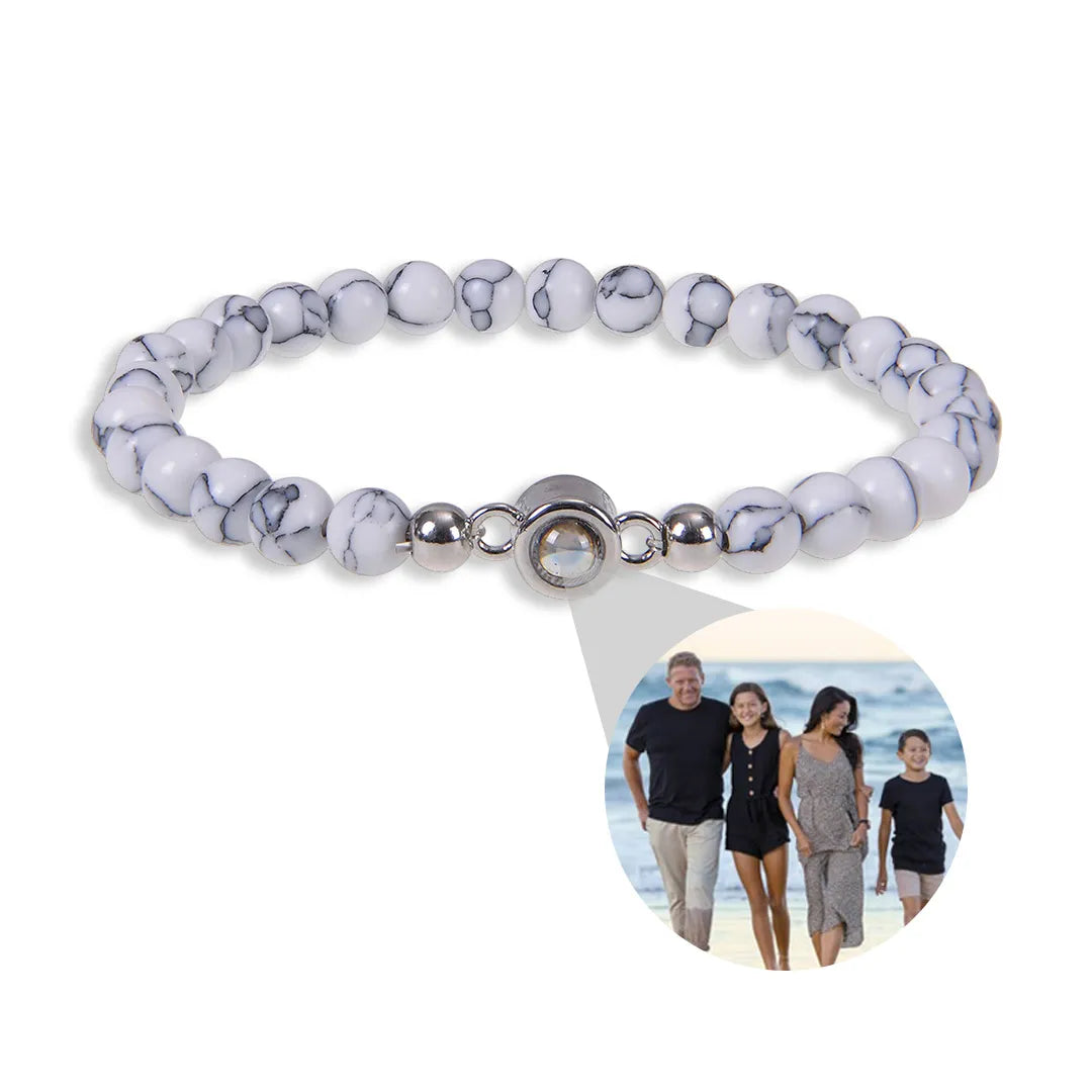 Energy Natural Stone Bracelet with Custom Photo