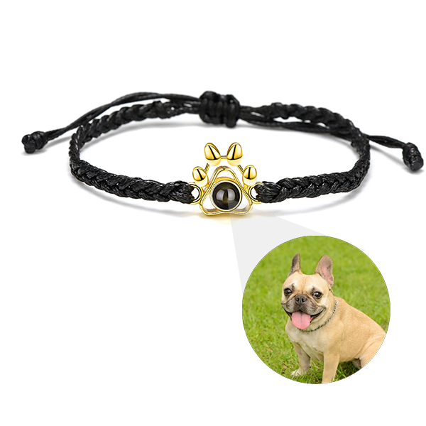 Paw Braided Bracelet with Photo Inside