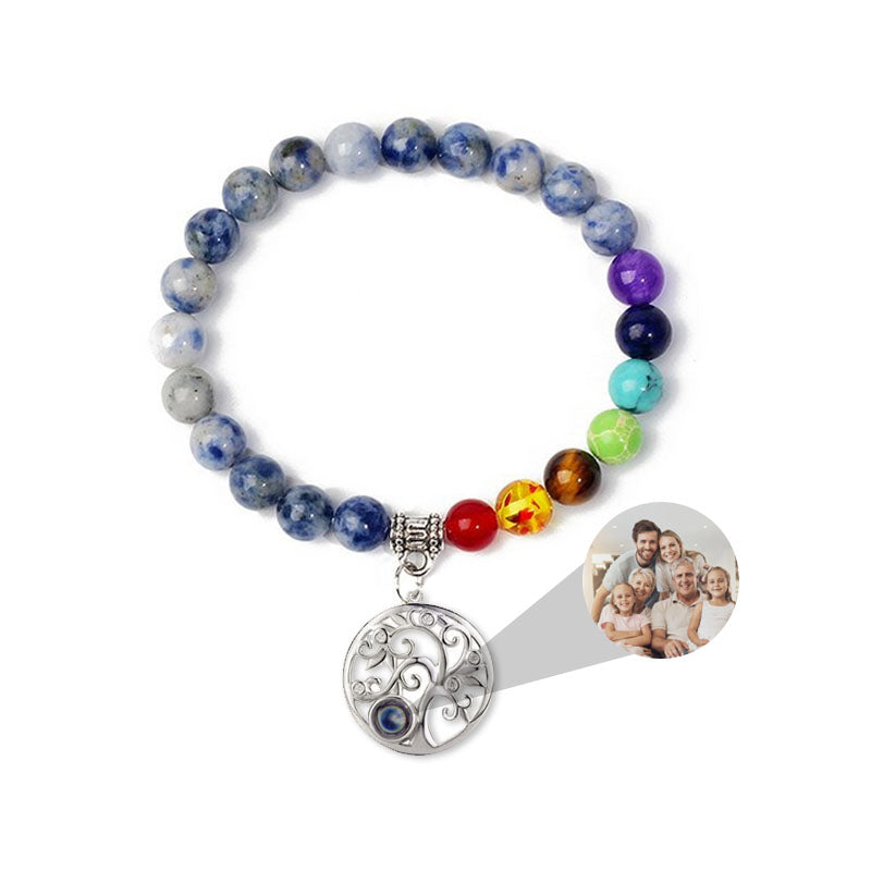 7 Chakra Beads Memorial Photo Bracelet  for Men or Women