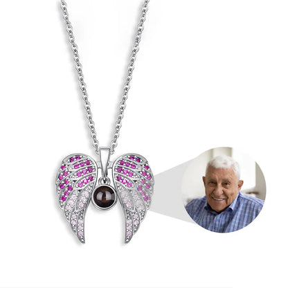 Angel Wings Necklace with Hidden Photo for Memorials