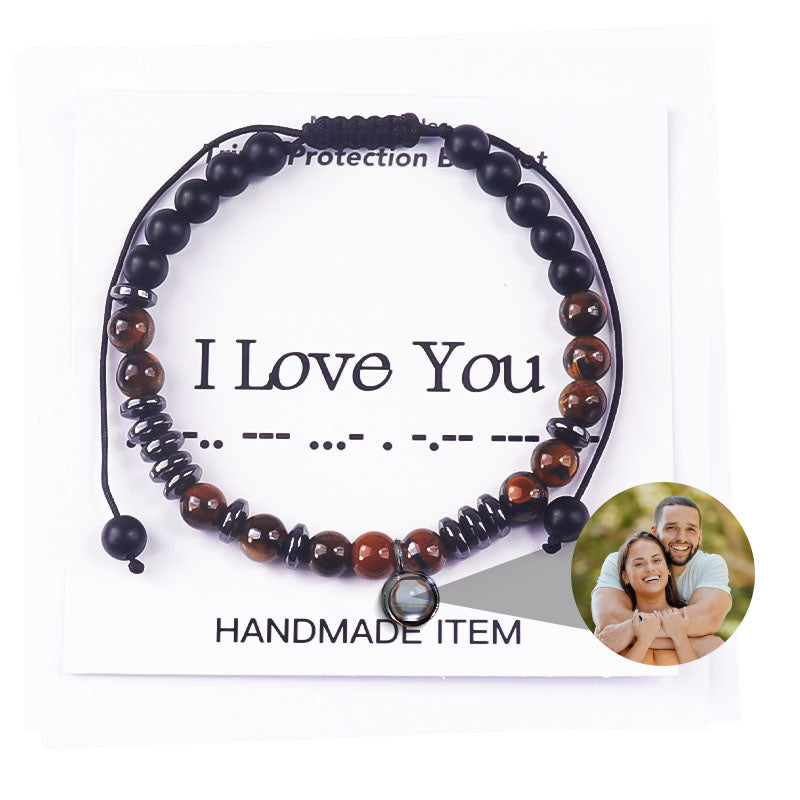 Heartfelt Morse Code Photo Bracelet Gift