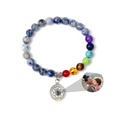 7 Chakra Beads Memorial Photo Bracelet  for Men or Women