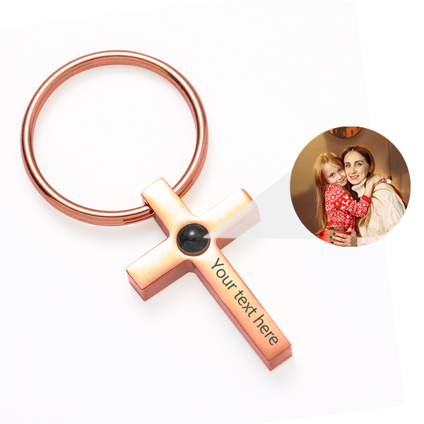 Custom Text Engraved Photo Keychain