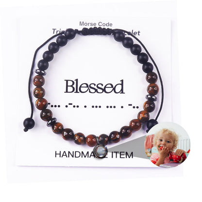 Heartfelt Morse Code Photo Bracelet Gift