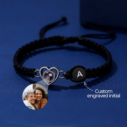 Custom Photo and Engraved Initial Braided Bracelet