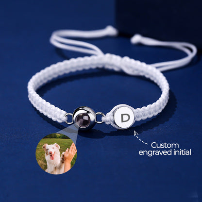 Custom Photo and Engraved Initial Braided Bracelet