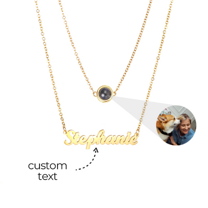 Personalized Name Photo Double Necklace