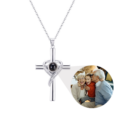 Personalized Cross Necklace with Hidden Photo for Memorials