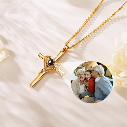 Personalized Cross Necklace with Hidden Photo for Memorials