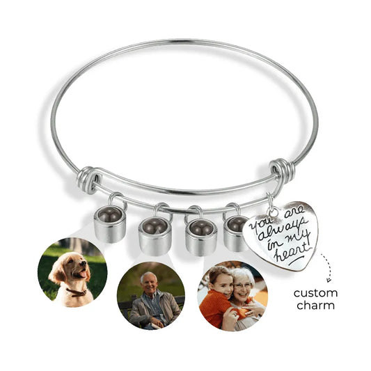 Custom Photo Charm Bangle For Memories