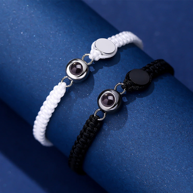 Custom Photo and Engraved Initial Braided Bracelet