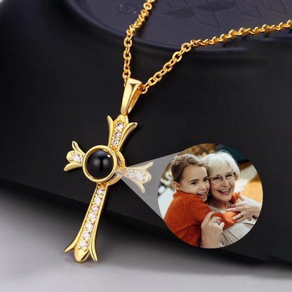 Sparkling Cross Photo Necklace Sentimental Gifts