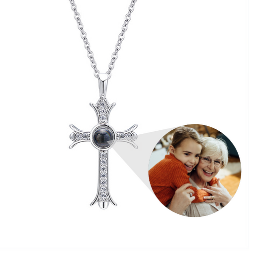 Sparkling Cross Photo Necklace Sentimental Gifts