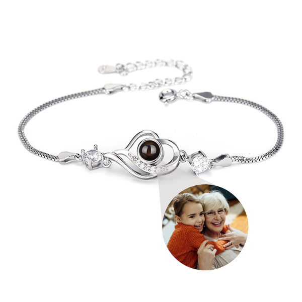 Custom Photo Bracelet Overlapped Hearts