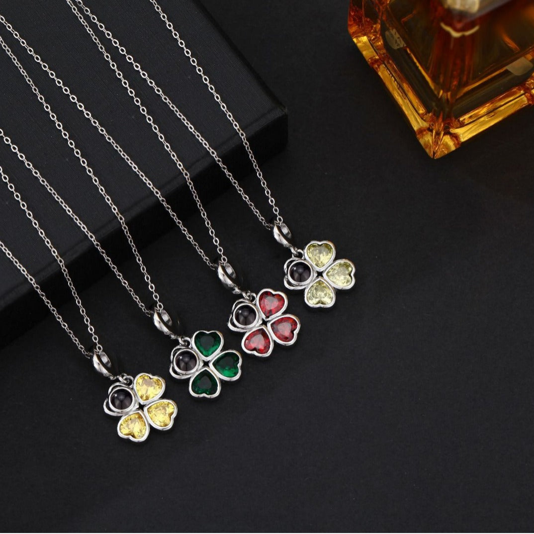 Custom Four-Leaf Clover Birthstone Necklace