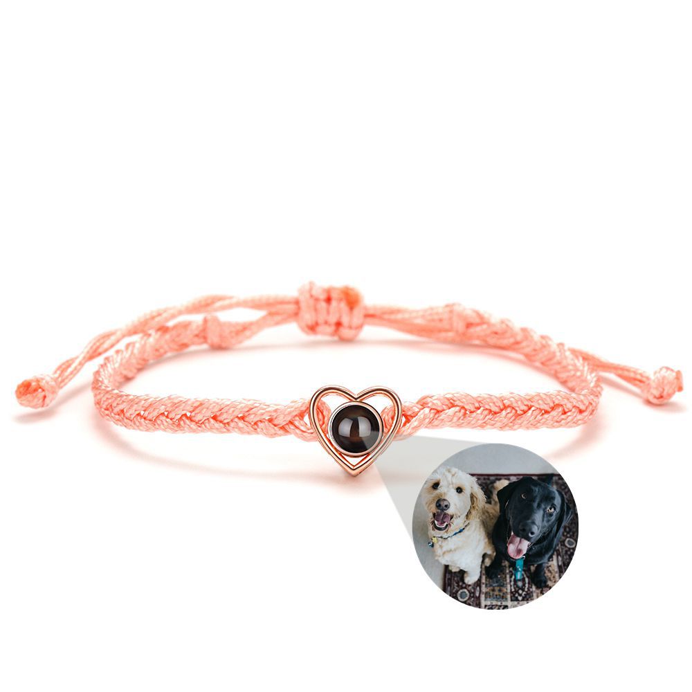 Heart Braided Bracelet with Photo Inside