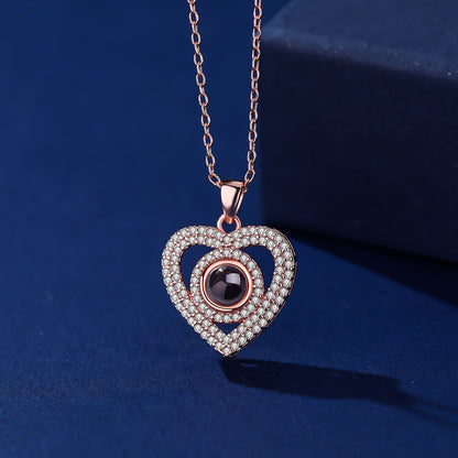 Sparkling Heart Necklace With Photo Inside