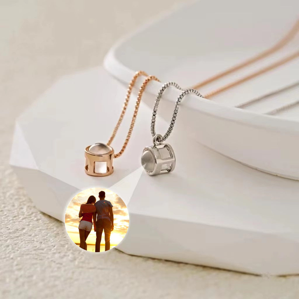 Personalized Photo Necklace with Box Chain, Valentines Gift