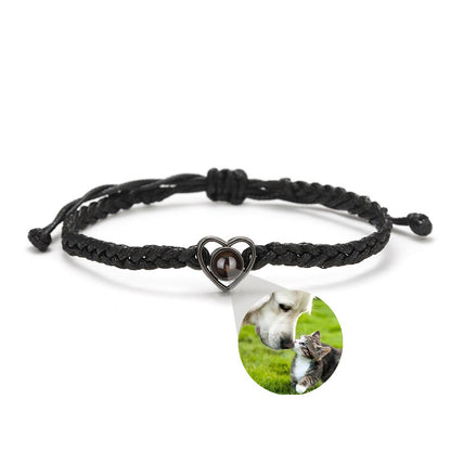 Heart Braided Bracelet with Photo Inside