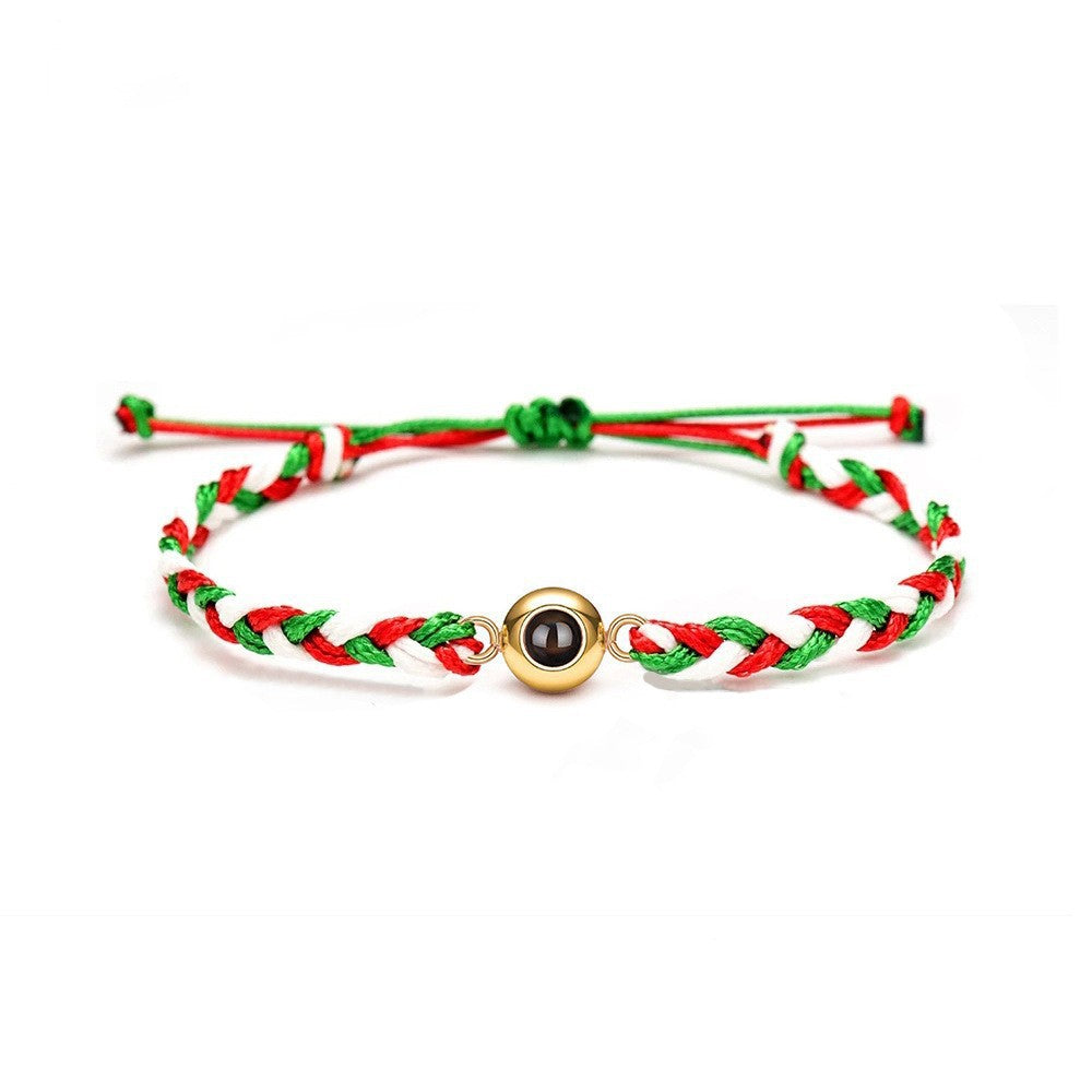 Personalized Christmas Photo Braided 3 Colors Bracelet Gift