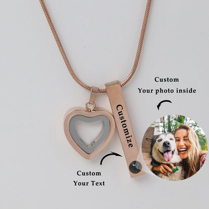 Ash Necklace With Hidden Photo and Custom Text For Memorials