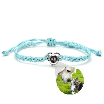 Heart Braided Bracelet with Photo Inside