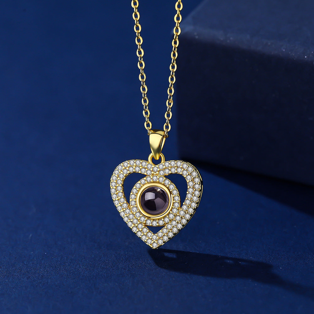 Sparkling Heart Necklace With Photo Inside