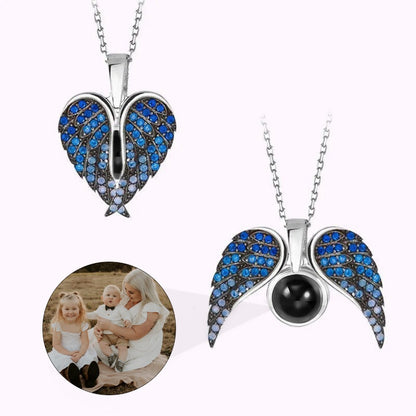 Angel Wings Necklace with Hidden Photo for Memorials