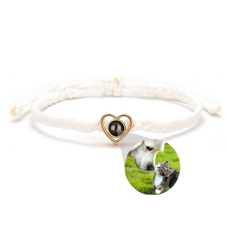 Heart Braided Bracelet with Photo Inside