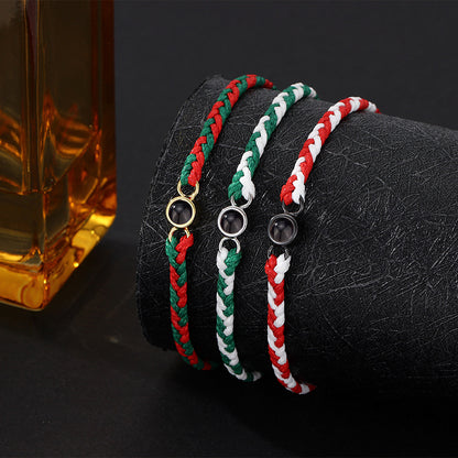 Custom Christmas Gift 2 Color Photo Projection Braided Bracelet