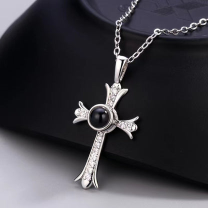 Sparkling Cross Photo Necklace Sentimental Gifts