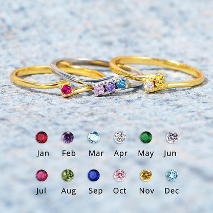 Custom Bypass Birthstone Ring for 1 to 5 Birthstones