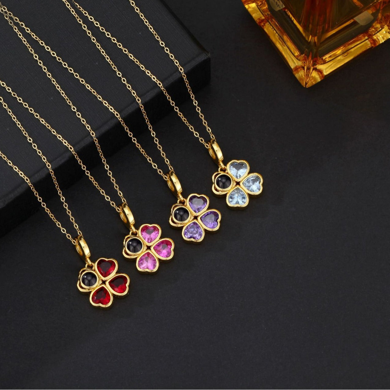 Custom Four-Leaf Clover Birthstone Necklace