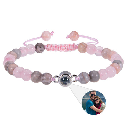 Custom Colorful Stone Beaded Photo Bracelet