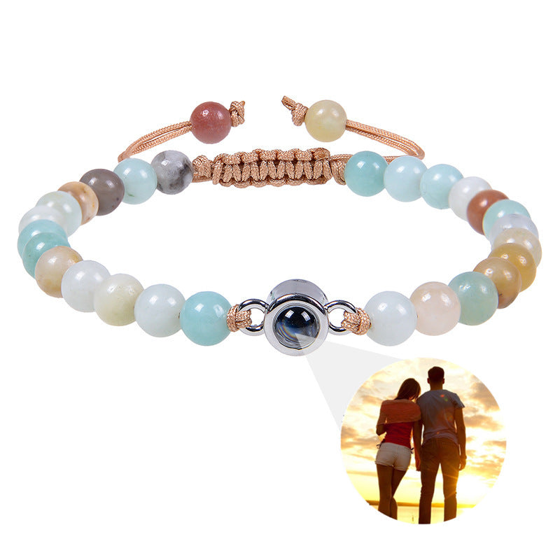 Custom Beaded Photo Bracelet With Natural Stones