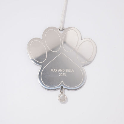 Personalized Paw Print Engraved Photo Ornament