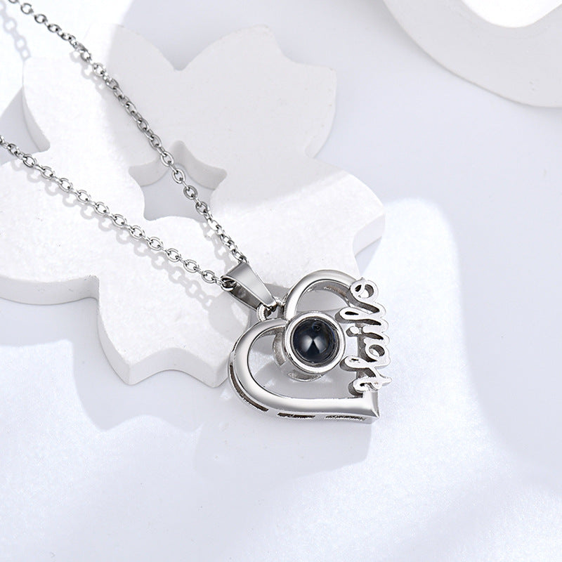 Custom Heart Photo Necklace with Name