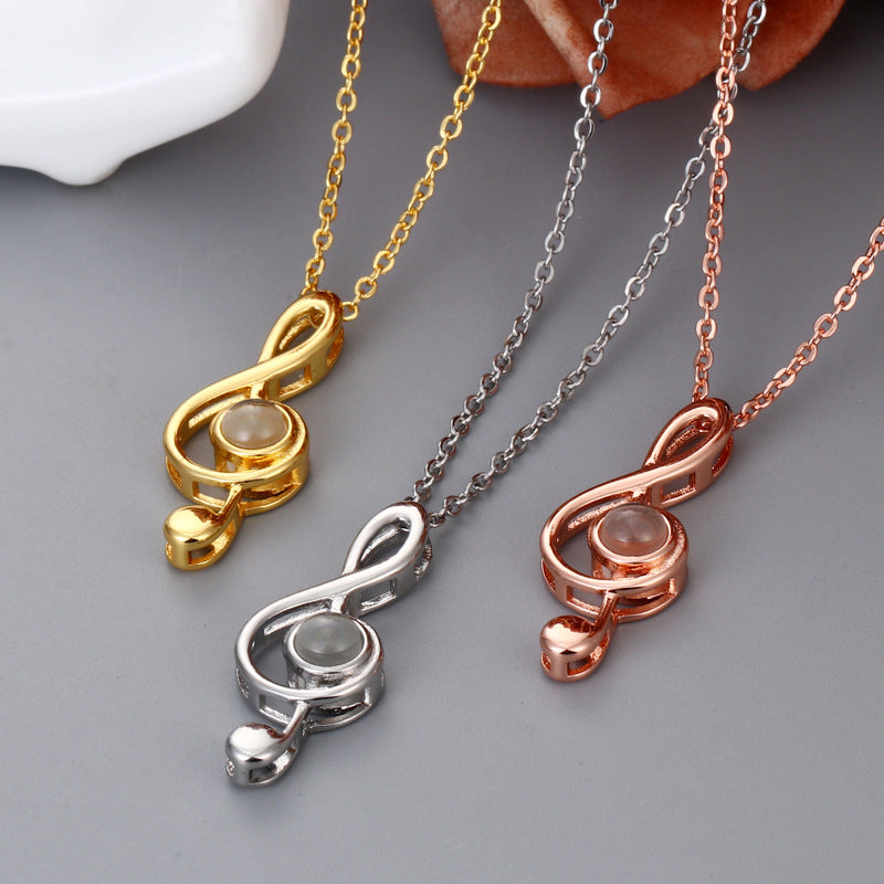 Musical Note Necklace With Photo Inside