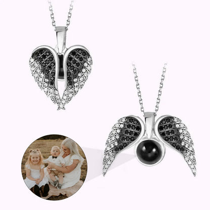 Angel Wings Necklace with Hidden Photo for Memorials