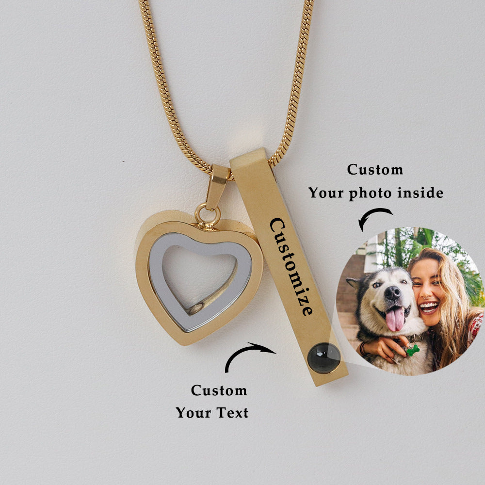 Ash Necklace With Hidden Photo and Custom Text For Memorials